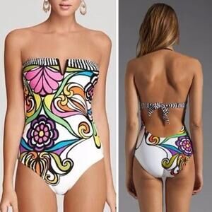Trina Turk Swimsuit One Piece Womens 8 Medium Aquarius Bandeau